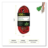GoGreen Power 12 AWG Lighted End Heavy-Duty Extension Cord, 100 ft, 15 A, Orange/Black (GGPGG14000) Each