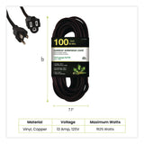 GoGreen Power 14 AWG Heavy-Duty Extension Cord, 100 ft, 13 A, Black (GGPGG13800BK) Each
