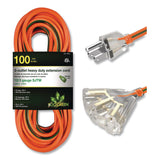 GoGreen Power 12 AWG 3-Outlet Heavy-Duty Extension Cord, 100 ft, 15 A, Orange (GGPGG15200) Each