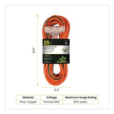 GoGreen Power 12 AWG 3-Outlet Heavy-Duty Extension Cord, 25 ft, 15 A, Orange (GGPGG15225) Each