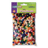 Creativity Street® Pony Beads, Plastic, 0.24" x 0.35", Assorted Bright Hues, 1,000/Pack (CKCPAC3552R) Pack of 1000