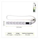 GoGreen Power 6 Outlet Mini Surge Protector, 2 ft Cord, 160 J, White (GGPGG16103MIN) Each