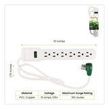 GoGreen Power 6 Outlet Surge Protector, 2.5 ft Cord, 160 J, White (GGPGG16103MS) Each