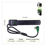 GoGreen Power 6 Outlet Surge Protector, 2.5 ft Cord, 160 J, Black (GGPGG16103MSBK) Each