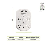 GoGreen Power 6 Outlet 4 USB Wall Tap, 735 J, White (GGPGG16000USB4) Each