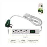 GoGreen Power 3 Outlet Power Strip, 2.5 ft Cord, White, 3/Pack (GGPGG13002MS3) Pack of 3