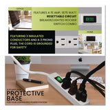 GoGreen Power 3 Outlet Power Strip, 2.5 ft Cord, White, 3/Pack (GGPGG13002MS3) Pack of 3