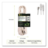 GoGreen Power 3 Outlet Indoor Extension Cord, 8 ft, 13 A, White (GGPGG19608) Each