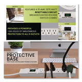GoGreen Power 6 Outlet Surge Protector, 15 ft Cord, 1,200 J, White (GGPGG1631515) Each