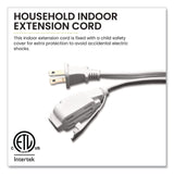 GoGreen Power Household Extension Cord, 12 ft, 13 A, White, 3/Pack (GGPGG247123) Each