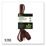 GoGreen Power Household Extension Cord, 6 ft, 13 A, Brown, 10/Pack (GGPGG2480610) Each