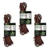 GoGreen Power Household Extension Cord, 12 ft, 13 A, Brown, 3/Pack (GGPGG248123) Pack of 3