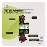 GoGreen Power Household Extension Cord, 12 ft, 13 A, Brown, 3/Pack (GGPGG248123) Pack of 3