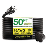 GoGreen Power 16 AWG Outdoor Extension Cord, 50 ft, 13 A, Black (GGPGG13750BK) Each