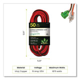 GoGreen Power 14 AWG Outdoor Extensioin Cord, 50 ft, 15 A, Orange (GGPGG13850) Each