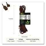GoGreen Power Household Extension Cord, 20 ft, 13 A, Brown, 3/Pack (GGPGG248203) Pack of 3