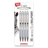 Zebra® F-301 Signature Series Earthy Tones Ballpoint Pen, Retractable, Fine 0.7 mm, Black Ink, Pewter Barrel, 4/Pack (ZEB27214) Pack of 4