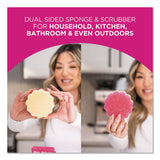 The Pink Stuff Sqeezy Dual-Sided Sponge and Scrubber, 4" x 5.3", 3.8" Thick, Pink/Ivory (RST823773) Each