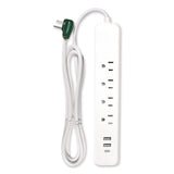 GoGreen Power Four-Outlet Surge Protector with Three USB Ports, 4 ft Cord Length Cord, 450 J, White (GGPGG1462USBC) Each