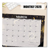 Willow Creek Press Celestial Small Monthly Desk Pad Calendar, 17 x 12, Black/Gold/Gray Sheets, Black Headband/Corners, 12-Month (Jan-Dec) 2026 (WPR57100) Each