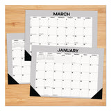 Willow Creek Press Pinstripe Small Monthly Desk Pad Calendar, 17 x 12, White/Gray Sheets, Black Headband, Black Corners, 12-Month (Jan-Dec) 2026 (WPR57131) Each