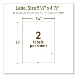 Avery® EcoFriendly Recycled Shipping Labels, Inkjet/Laser, 5.5 x 8.5, White, 2/Sheet, 10 Sheets/Pack (AVE48808) Pack of 20