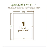 Avery® EcoFriendly Recycled Shipping Labels, Inkjet/Laser, 8.5 x 11, White, 1/Sheet, 10/Pack (AVE48809) Pack of 10