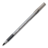 BIC® Round Stic Grip Xtra Comfort Ballpoint Pen, Easy-Glide System, Stick, Medium 1.2 mm, Black Ink, Silver-Gray Barrel, Dozen (BICGSMG11BKCT) Each