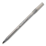 BIC® Round Stic Grip Xtra Comfort Ballpoint Pen, Easy-Glide System, Stick, Medium 1.2 mm, Black Ink, Silver-Gray Barrel, Dozen (BICGSMG11BKCT) Each