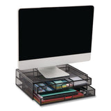 Mind Reader Two-Tier Metal Mesh Monitor Stand Laptop Riser, For 30" Monitors, 15.75 x 11.75 x 4.5, Black, Supports 30 lb (EMS2TDMESHYBLK) Each