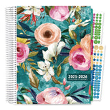 Global Printed Products Deluxe Teal Floral Weekly/Monthly Lesson Planner, 7 Classes, Multicolor Cover, 11 x 8.5, 13-Month: Aug 2025 to Aug 2026 (GPUNAD26DTP17) Each