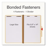 Pendaflex® Manila Top Tab Classification Folders, 2/5-Cut Tab, Expands 1.75", 1 Divider, 4 Fasteners, Legal Size, Manila, 10/Box (PFX98621P) Box of 10
