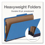 Pendaflex® Heavy-Duty Pressboard Classification Folder, 2/5-Cut Tab: Right, Expands 3", 3 Dividers, 8 Fasteners, Legal Size, Blue, 10/BX (PFX1006944) Box of 10