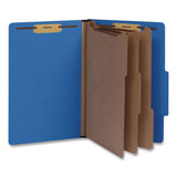 Pendaflex® Heavy-Duty Pressboard Classification Folder, 2/5-Cut Tab: Right, Expands 3", 3 Dividers, 8 Fasteners, Legal Size, Blue, 10/BX (PFX1006944) Box of 10