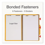 Pendaflex® Heavy-Duty Pressboard Classification Folder, 2/5-Cut Tab, Expands 3", 3 Dividers, 8 Fasteners, Legal Size, Yellow, 10/Box (PFX1006946) Box of 10