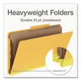 Pendaflex® Heavy-Duty Pressboard Classification Folder, 2/5-Cut Tab, Expands 3", 3 Dividers, 8 Fasteners, Legal Size, Yellow, 10/Box (PFX1006946) Box of 10