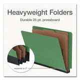 Pendaflex® Heavy-Duty Pressboard End Tab Classification Folders, Expands 2", 2 Dividers, 6 Fasteners, Letter Size, Green, 10/Box (PFX1006948) Box of 10