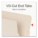 Pendaflex® Manila End Tab Folders, 1/3-Cut Tabs: Assorted, Letter Size, 0.75" Expansion, Manila, 100/Box (PFX1007001) Box of 100