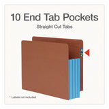 Pendaflex® End Tab File Pocket, Blue Gusset, 3.5" Expansion, Letter Size, Brown/Blue, 10/Box (PFX1007026) Box of 10