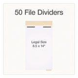 Pendaflex® File Divider Set, End Tab: 1/5-Cut, 1 Fastener, Legal Size, Manila, 50/Pack (PFX1007068) Pack of 50