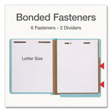 Pendaflex® Heavy-Duty Pressboard End Tab Classification Folders, Expands 2", 2 Dividers, 6 Fasteners, Letter Size, Light Blue, 10/Box (PFX1007077) Box of 10