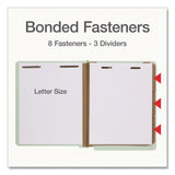 Pendaflex® Heavy-Duty Pressboard End Tab Classification Folders, 3 Dividers, 8 Fasteners, Letter Size, Light Green, 10/Box (PFX1007139) Box of 10