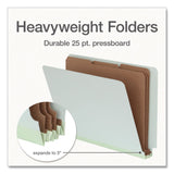 Pendaflex® Heavy-Duty Pressboard End Tab Classification Folders, 3 Dividers, 8 Fasteners, Letter Size, Light Green, 10/Box (PFX1007139) Box of 10