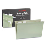 Pendaflex® Ready-Tab Reinforced Hanging File Folders, Legal Size, 1/6-Cut Tabs, Sage Green, 20/Box (PFX1009464) Box of 20