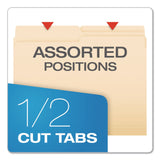 Pendaflex® Reinforced Top File Folders, 1/2-Cut Tabs: Assorted Positions, Letter Size, Manila, 100/Box (PFXR75212) Box of 100