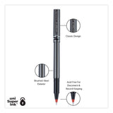 uniball® Deluxe Rollerball Pen, Stick, Micro 0.5 mm, Red Ink, Metallic Gray/Black/Red Barrel (UBC60026EA) Each