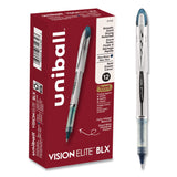 uniball® VISION ELITE BLX Series Rollerball Pen, Stick, Bold 0.8 mm, Blue-Infused Black Ink, White/Blue/Clear Barrel, Dozen (UBC61232DZ) 1 Dozen