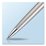 Waterman Hemisphere Ballpoint Pen, Retractable, Medium 1 mm, Blue Ink, Brushed Stainless Steel/Palladium-Chrome Barrel (WATS0920470) Each