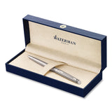 Waterman Hemisphere Ballpoint Pen, Retractable, Medium 1 mm, Blue Ink, Brushed Stainless Steel/Palladium-Chrome Barrel (WATS0920470) Each