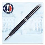Waterman Hemisphere Ballpoint Pen, Retractable, Medium 1 mm, Blue Ink, Black Lacquered/Palladium-Chrome Barrel (WATS0920870) Each